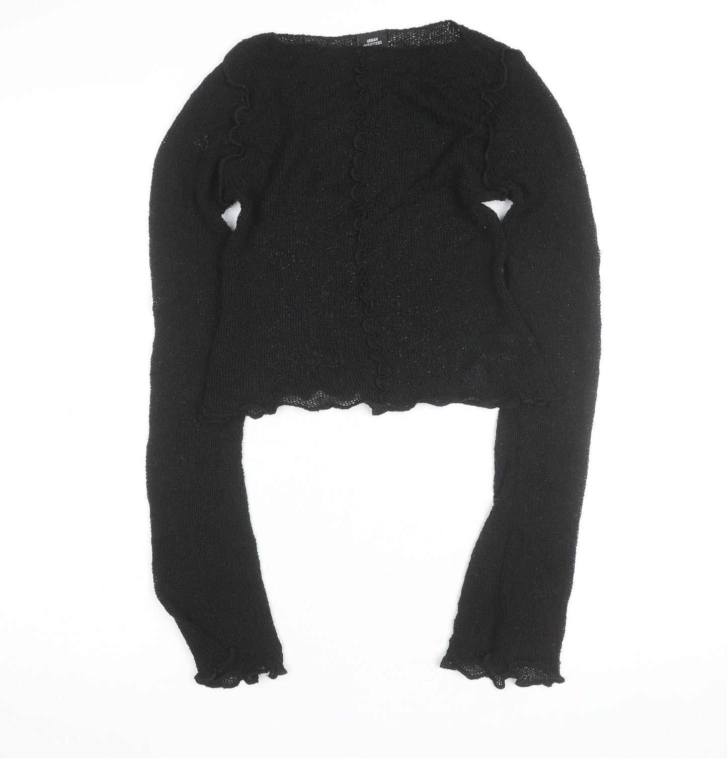 Urban Outfitters Women’s Black Ruffle Knit Slim Pullover Jumper Size S