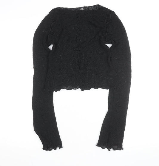 Urban Outfitters Women’s Black Ruffle Knit Slim Pullover Jumper Size S