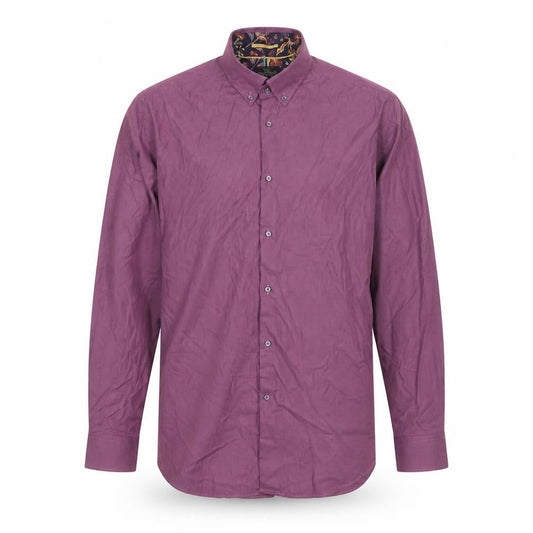 Next Signature Men’s Purple Cotton Button-Down Shirt Regular Fit 17”
