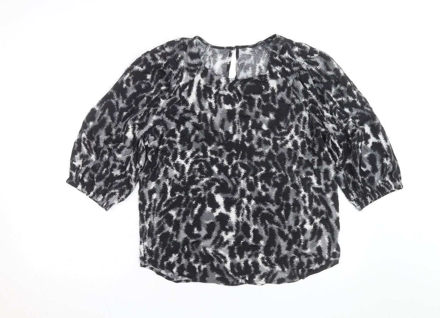 Next Women’s Black Animal Print Chiffon Tunic Blouse UK 10