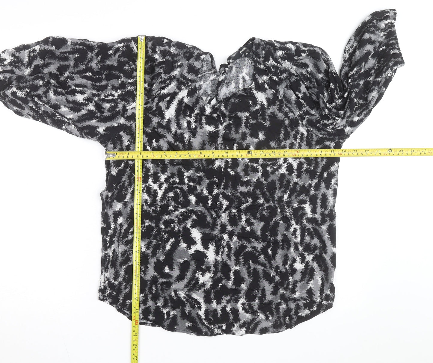 Next Women’s Black Animal Print Chiffon Tunic Blouse UK 10