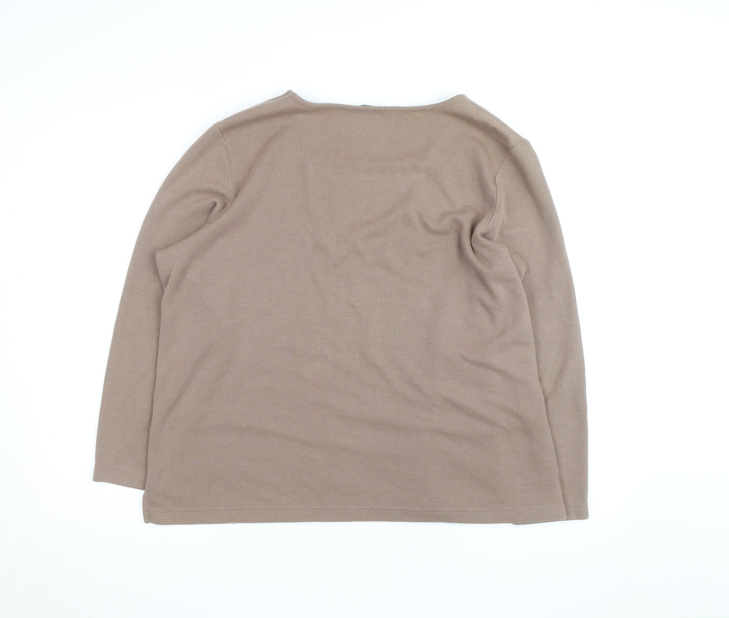 BM Collection Womens Beige Henley Jumper L Long Sleeve Cotton Blend