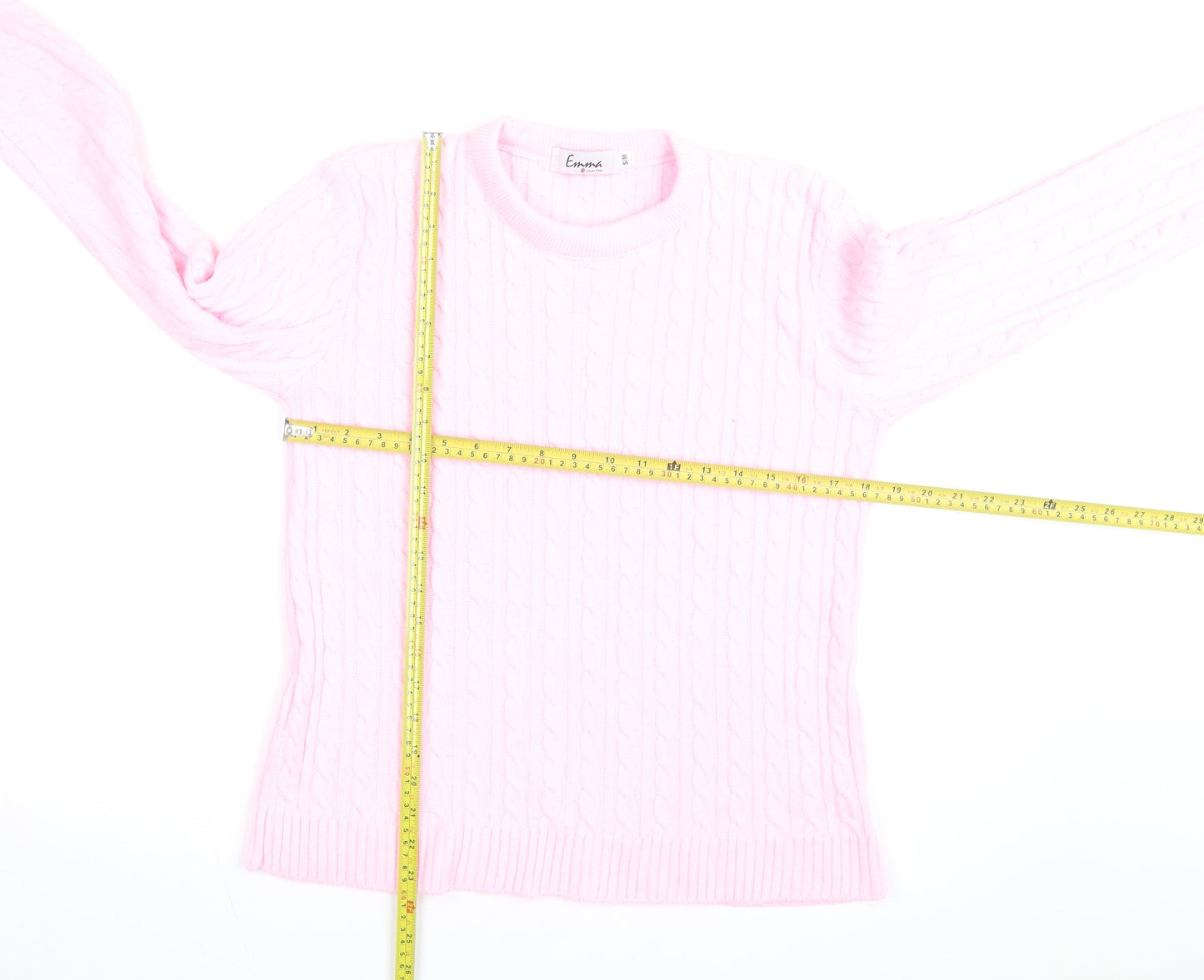 Emma Collection Women's Pink Cable-Knit Pullover Jumper S