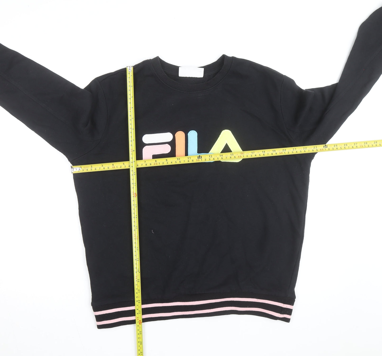 Fila Men's Black Logo Sweatshirt L Crew Neck Pullover Jumper