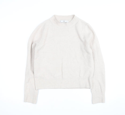 MNG Women’s Beige Wool Cashmere Crew Neck Jumper Size S