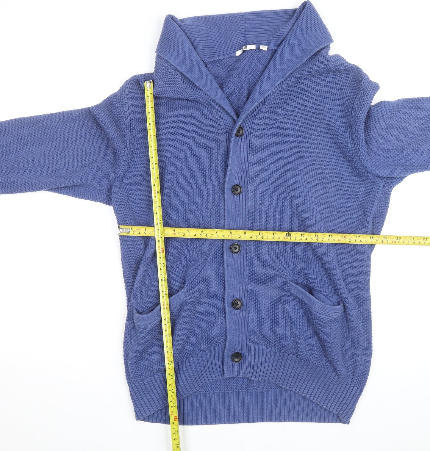 Uniqlo Men's Blue Cotton Button Cardigan L Regular Fit