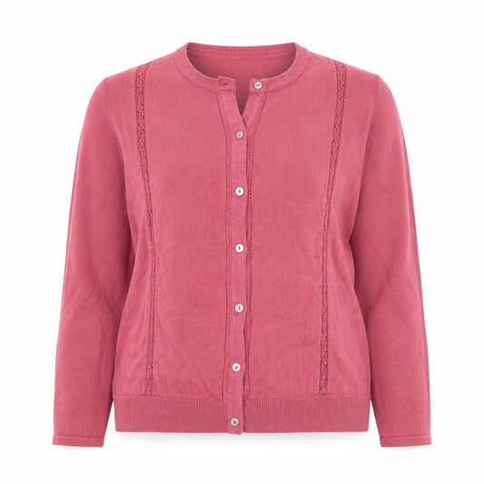 Hobbs Women Pink Cotton Knit Long Sleeve Cardigan Size 12