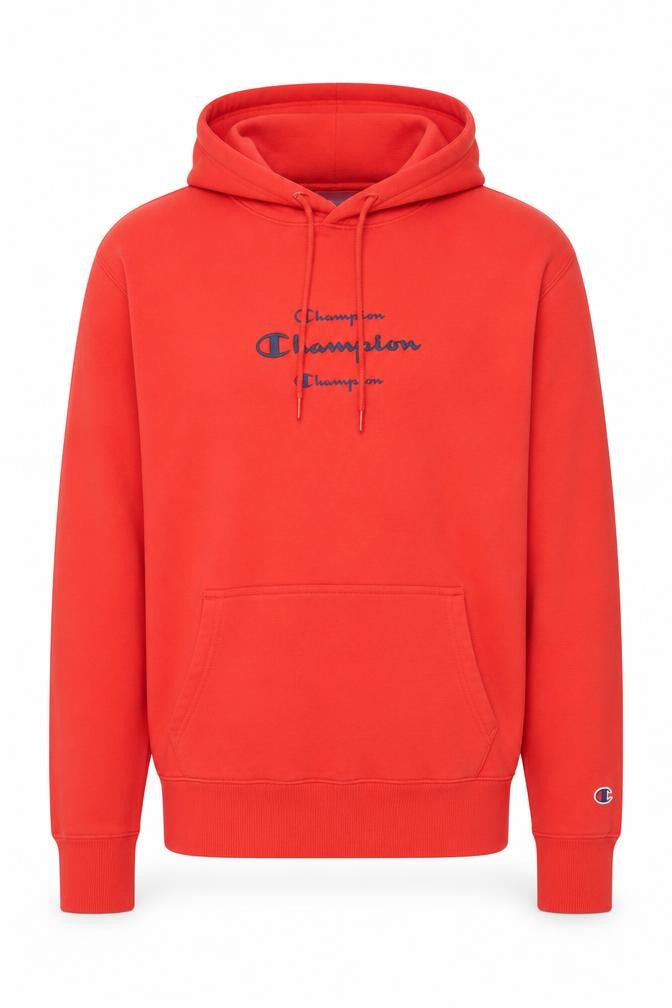 Champion Men's Red Small Pullover Hoodie with Logo Detail