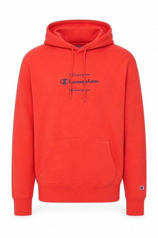 Champion Men's Red Small Pullover Hoodie with Logo Detail