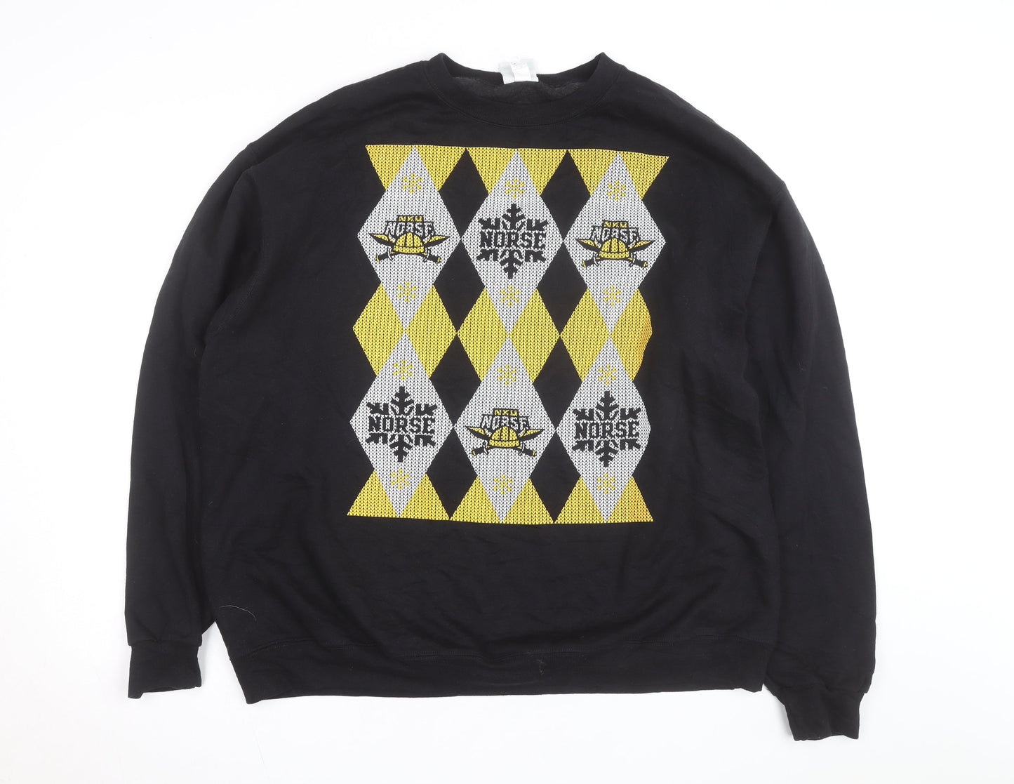 Champion Men's Black 2XL Pullover Sweatshirt Argyle Norse Design