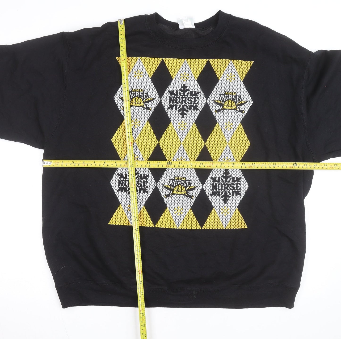 Champion Men's Black 2XL Pullover Sweatshirt Argyle Norse Design