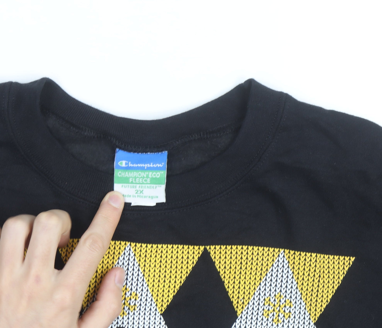 Champion Men's Black 2XL Pullover Sweatshirt Argyle Norse Design