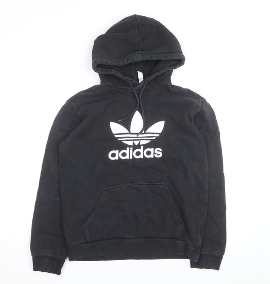 Adidas Men's Black Small Pullover Hoodie with Logo Print
