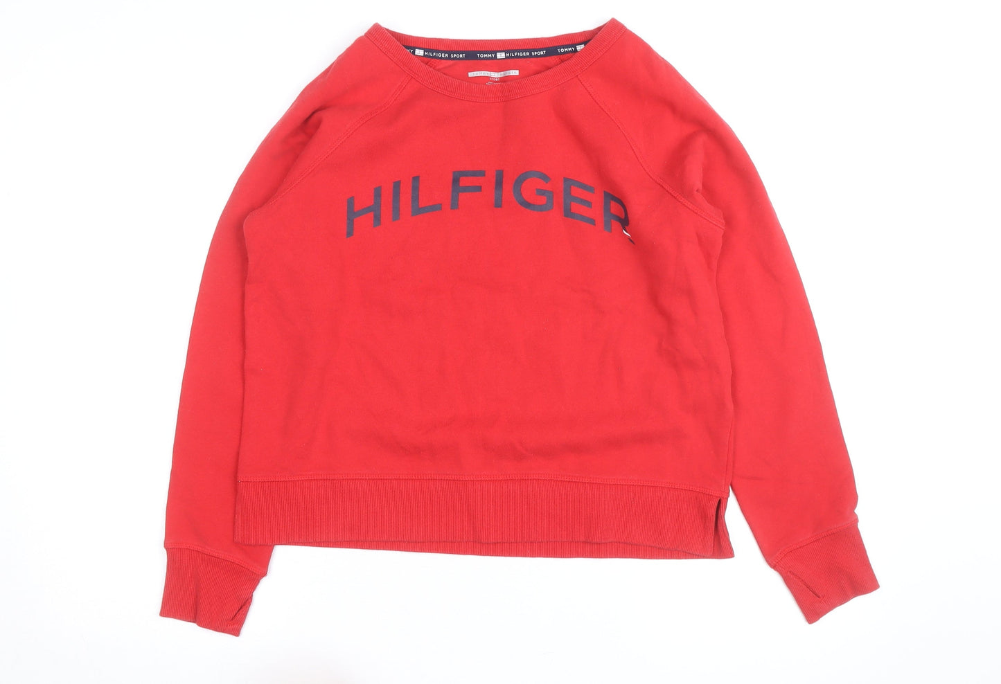 Tommy Hilfiger Men’s Red Logo Crew Neck Pullover Sweatshirt Size S