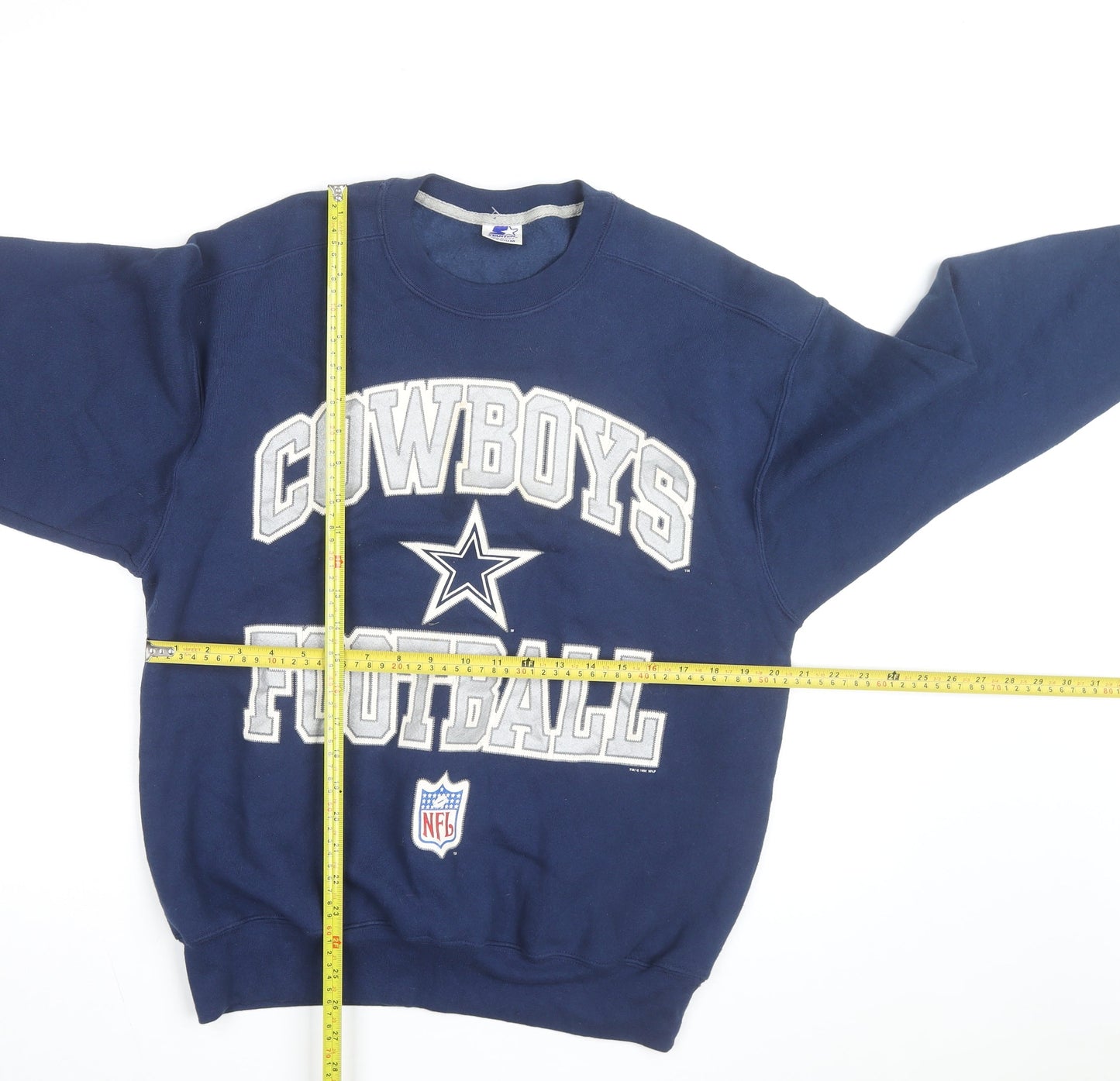 Starter Mens Blue Cowboys Football Sweatshirt Medium Vintage Crew Neck