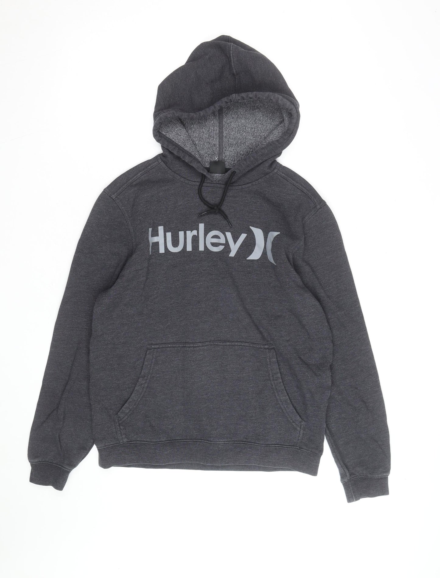 Hurley Men’s Grey Logo Pullover Hoodie Size S Regular Fit Fleece