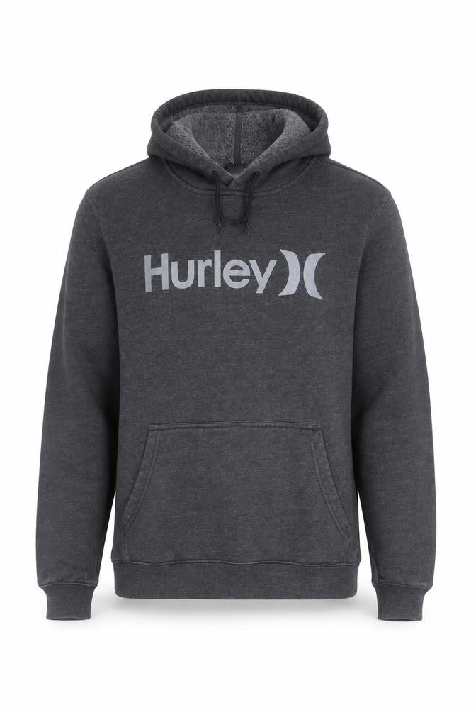 Hurley Men’s Grey Logo Pullover Hoodie Size S Regular Fit Fleece