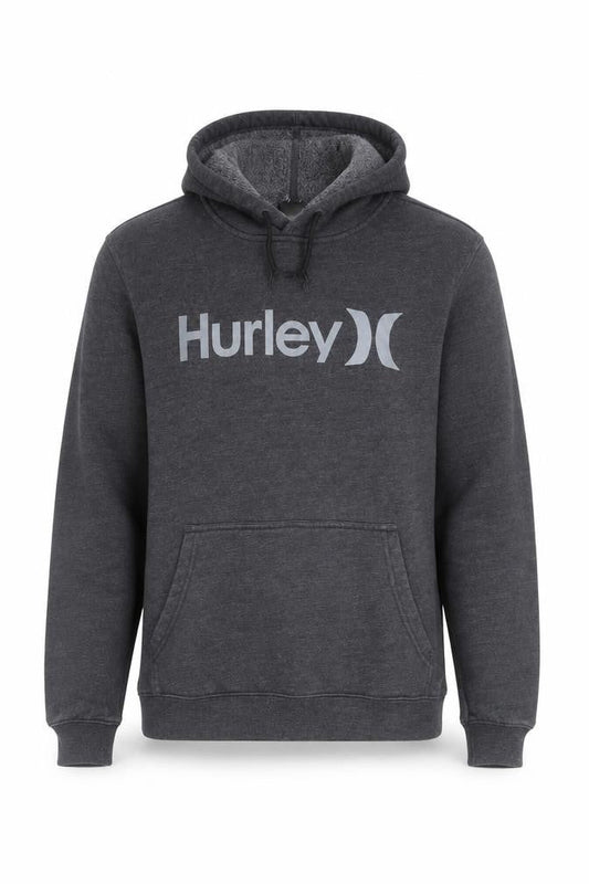 Hurley Men’s Grey Logo Pullover Hoodie Size S Regular Fit Fleece