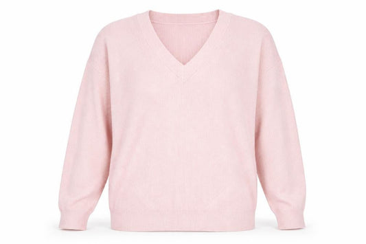 Marks & Spencer Men's Pink V-Neck Cotton Blend Jumper M