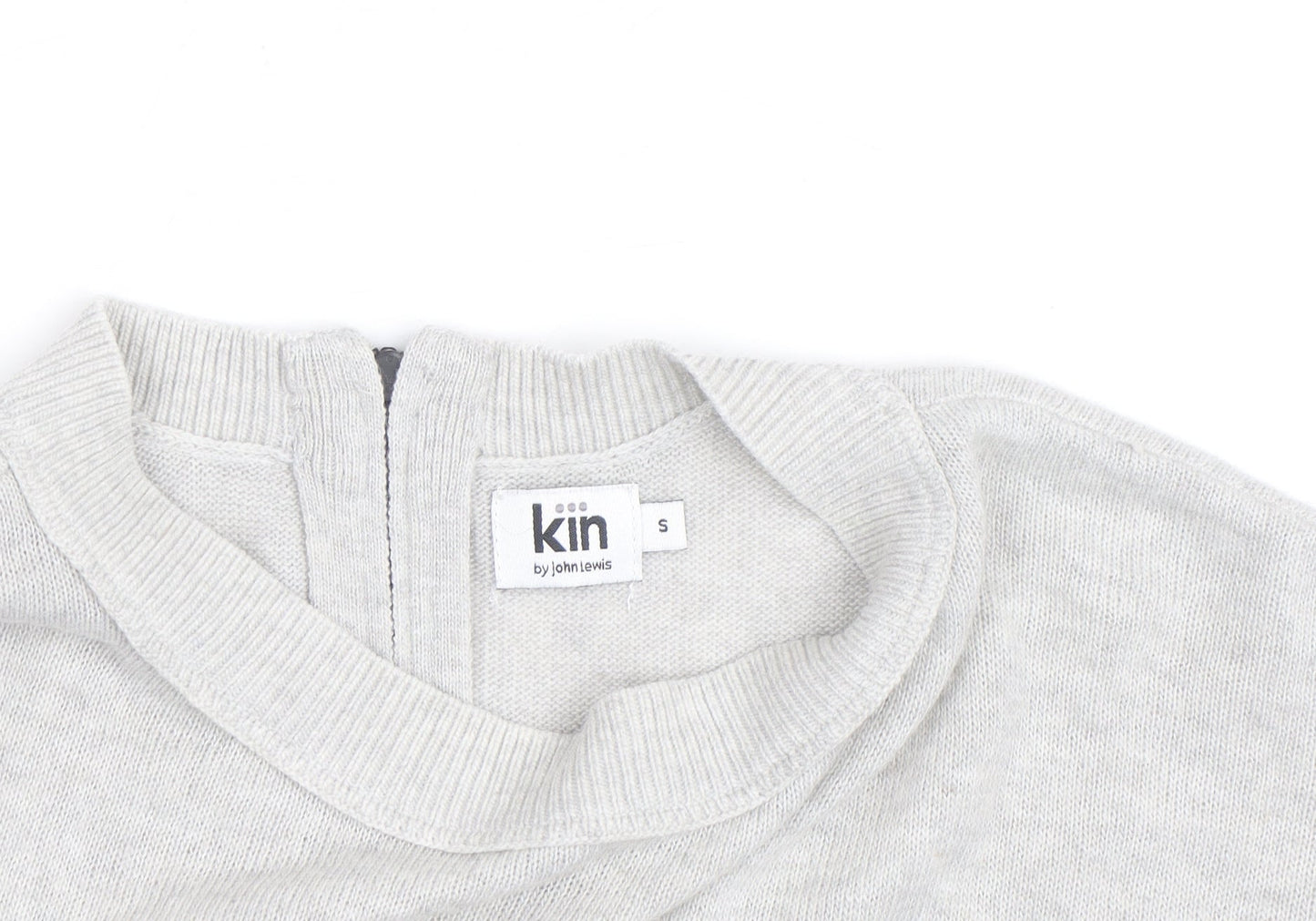 Kin by John Lewis Women’s Grey Mock Neck Zip Back Wool Cotton Jumper S