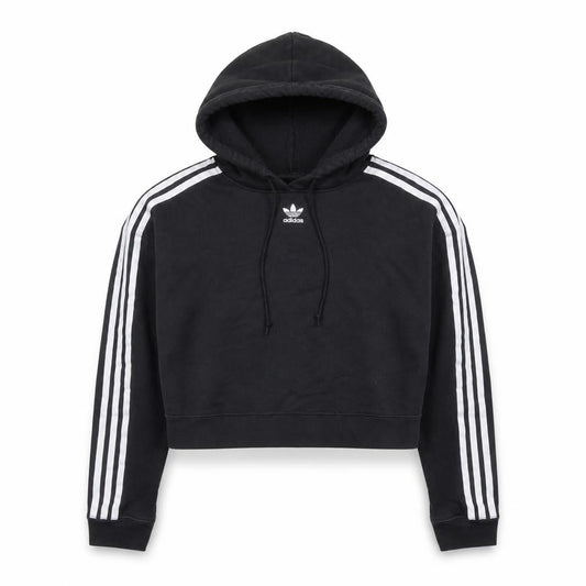Adidas Womens Black Cropped Hoodie XS Hooded Sweatshirt