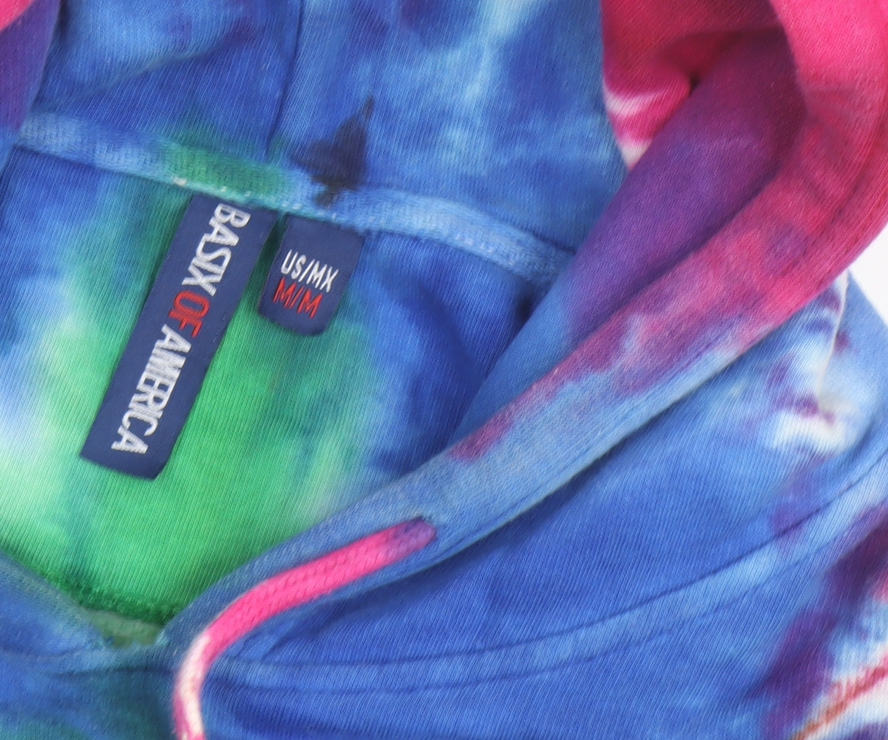 Basix of America Mens Multicoloured Tie Dye Pullover Hoodie M
