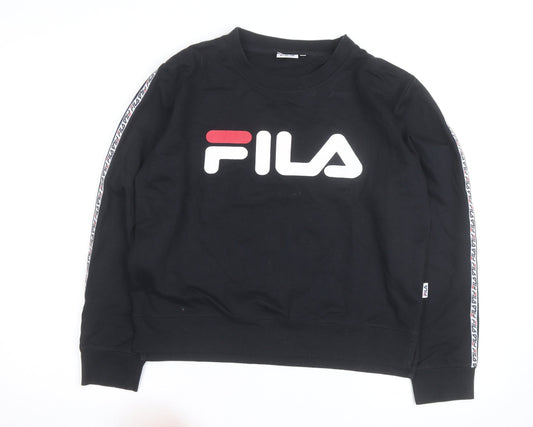 FILA Mens Black L Crew Neck Logo Pullover Sweatshirt