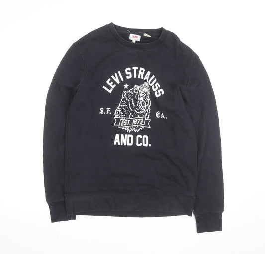 Levi's Men's Black Graphic Crew Neck Cotton Sweatshirt M