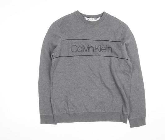 Calvin Klein Men's Grey Crew Neck Pullover Sweatshirt M