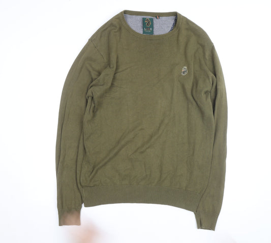 Luke Sport Men's Green Cotton Crew Neck Jumper Size M