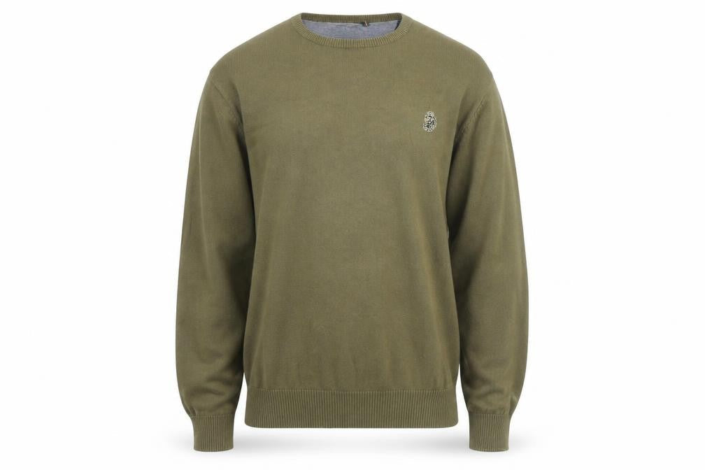 Luke Sport Men's Green Cotton Crew Neck Jumper Size M