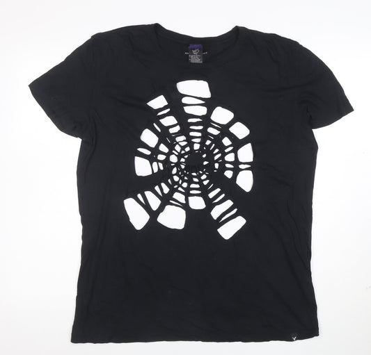 American Eagle Men's Black Classic Fit Spider Cut-Out T-Shirt M