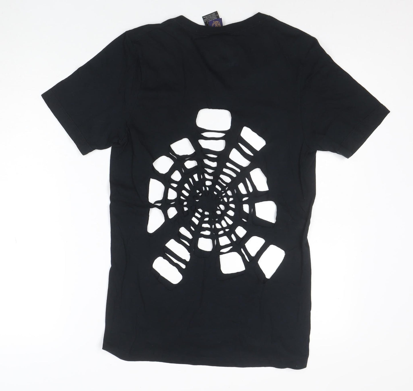 Jockey Men Black Slim V-Neck Cut-Out Gothic Cotton T-Shirt S