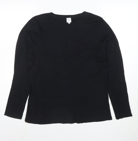 John Lewis Women’s Black Long Sleeve Cotton Stretch T-Shirt Size 14