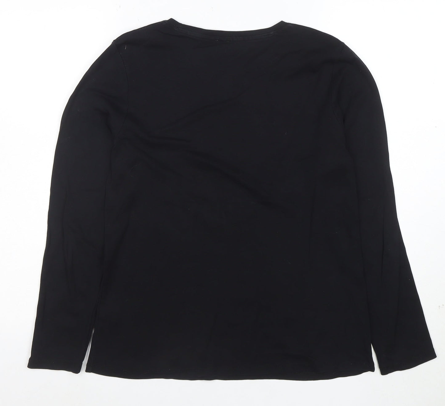 John Lewis Women’s Black Long Sleeve Cotton Stretch T-Shirt Size 14