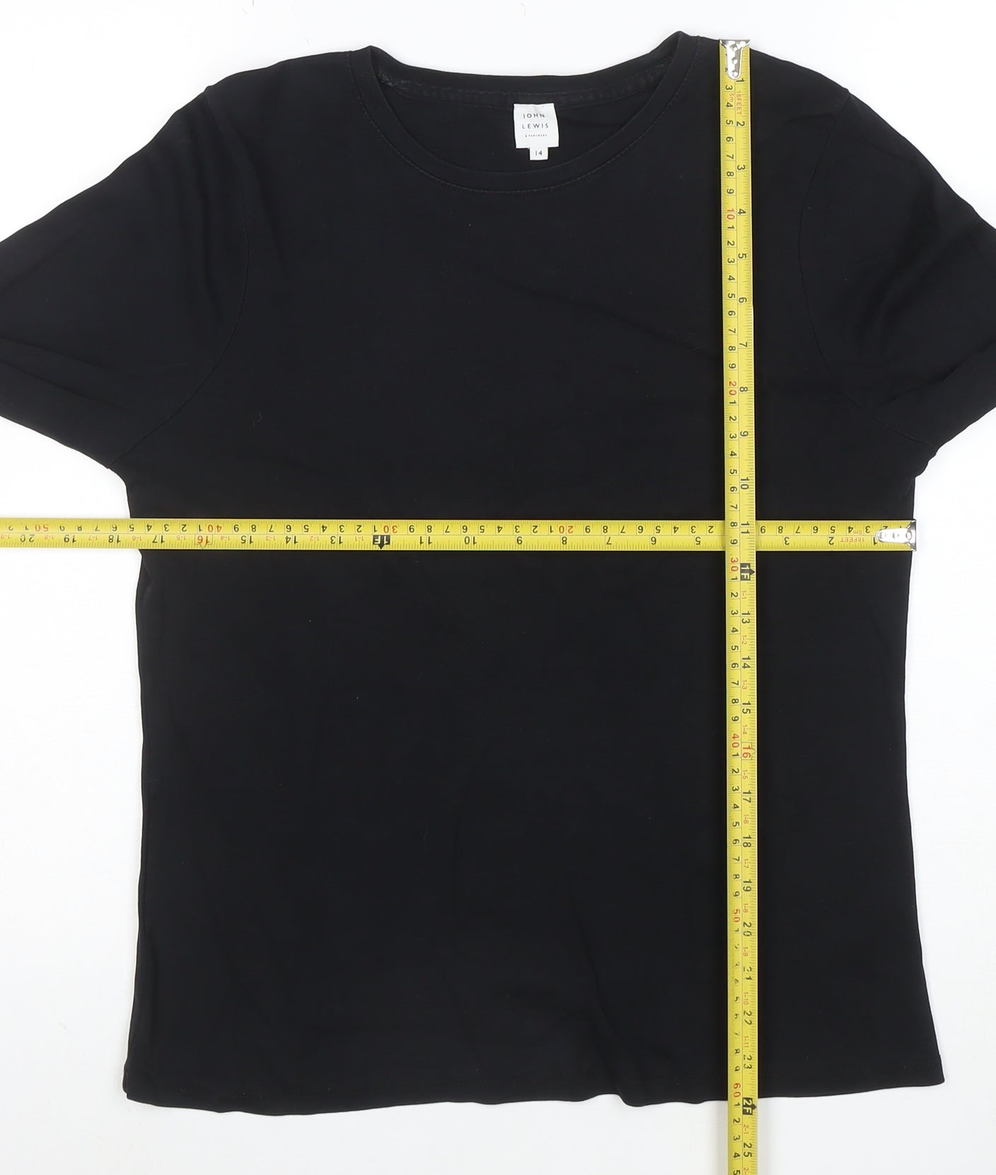 John Lewis Women’s Black Long Sleeve Cotton Stretch T-Shirt Size 14