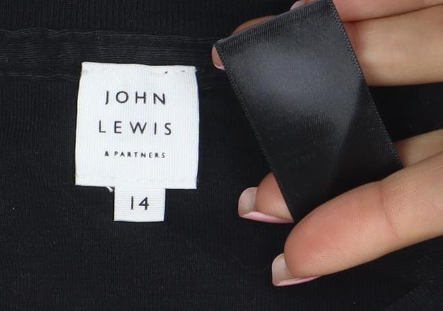 John Lewis Women’s Black Long Sleeve Cotton Stretch T-Shirt Size 14