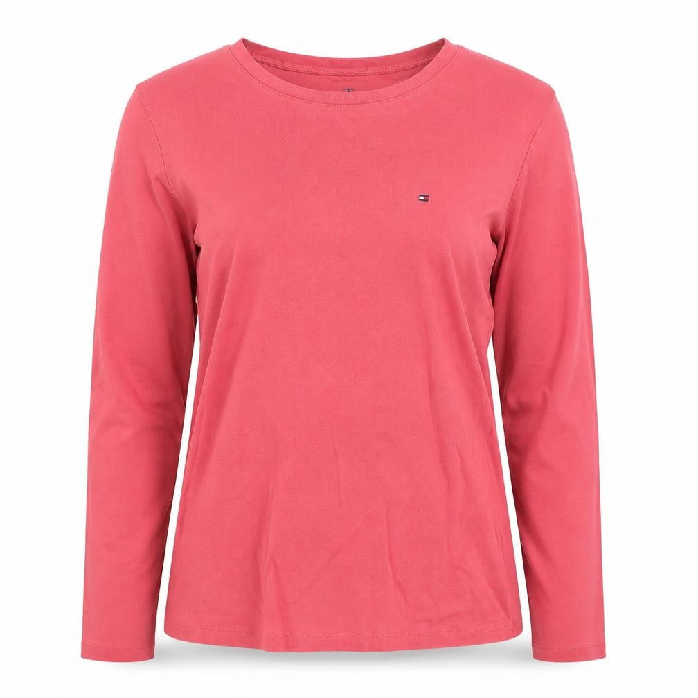Tommy Hilfiger Women Pink Long Sleeve Cotton Basic T-Shirt M