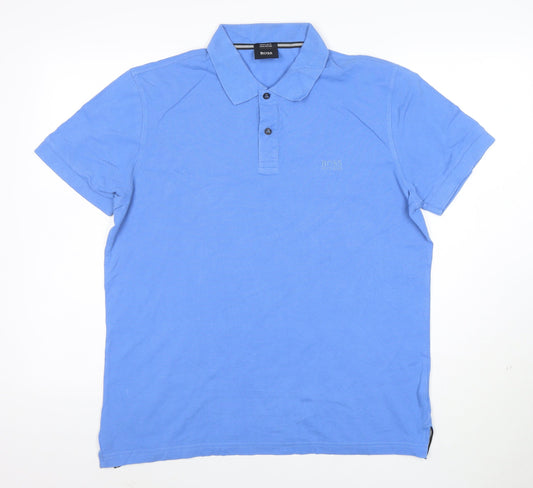 Hugo Boss Mens Blue XL Regular Fit Pima Cotton Polo Shirt