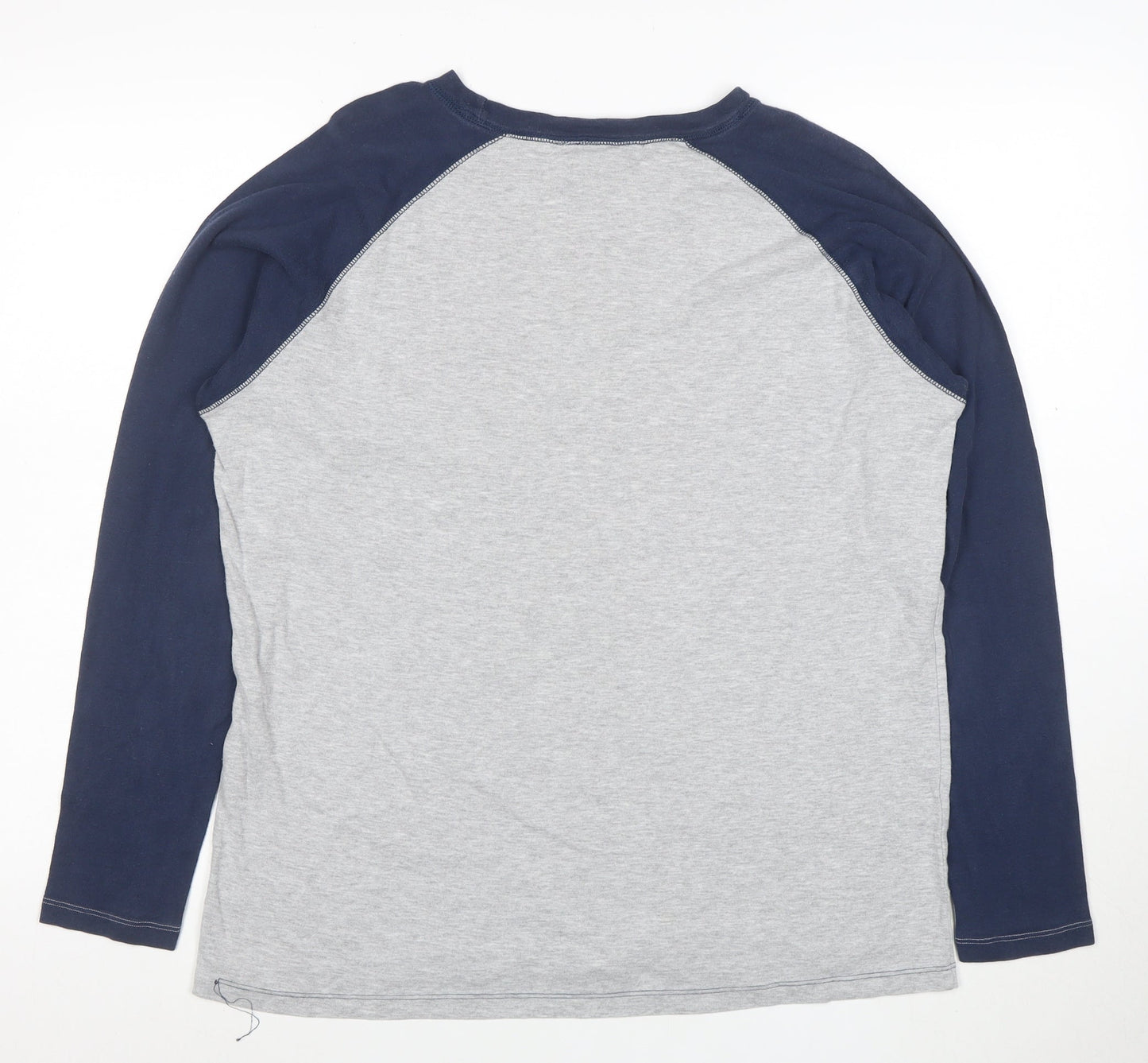 Reebok Men's Grey & Navy Seahawks Long Sleeve Cotton T-Shirt L