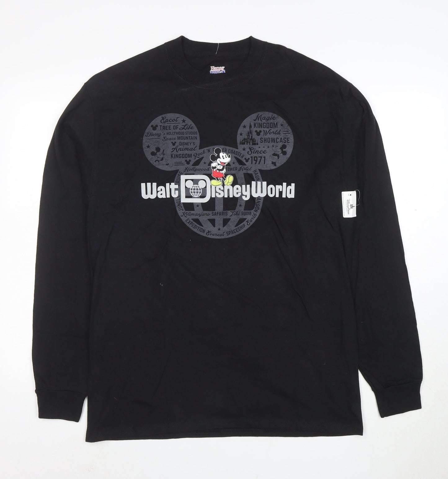 Hanes Disney Parks Men's Black Long Sleeve Walt Disney World T-Shirt L