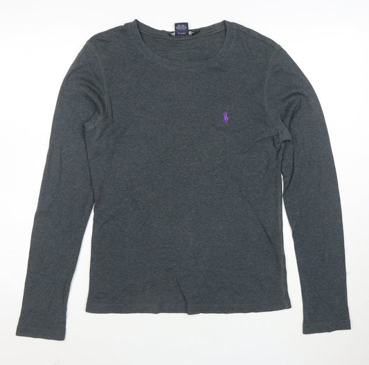 Ralph Lauren Sport Women Grey Long Sleeve Cotton T-Shirt Size L