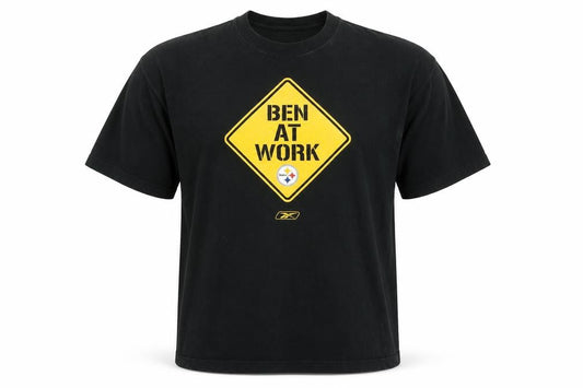 Reebok Mens Black Graphic 'Ben At Work' T-Shirt Size L Vintage