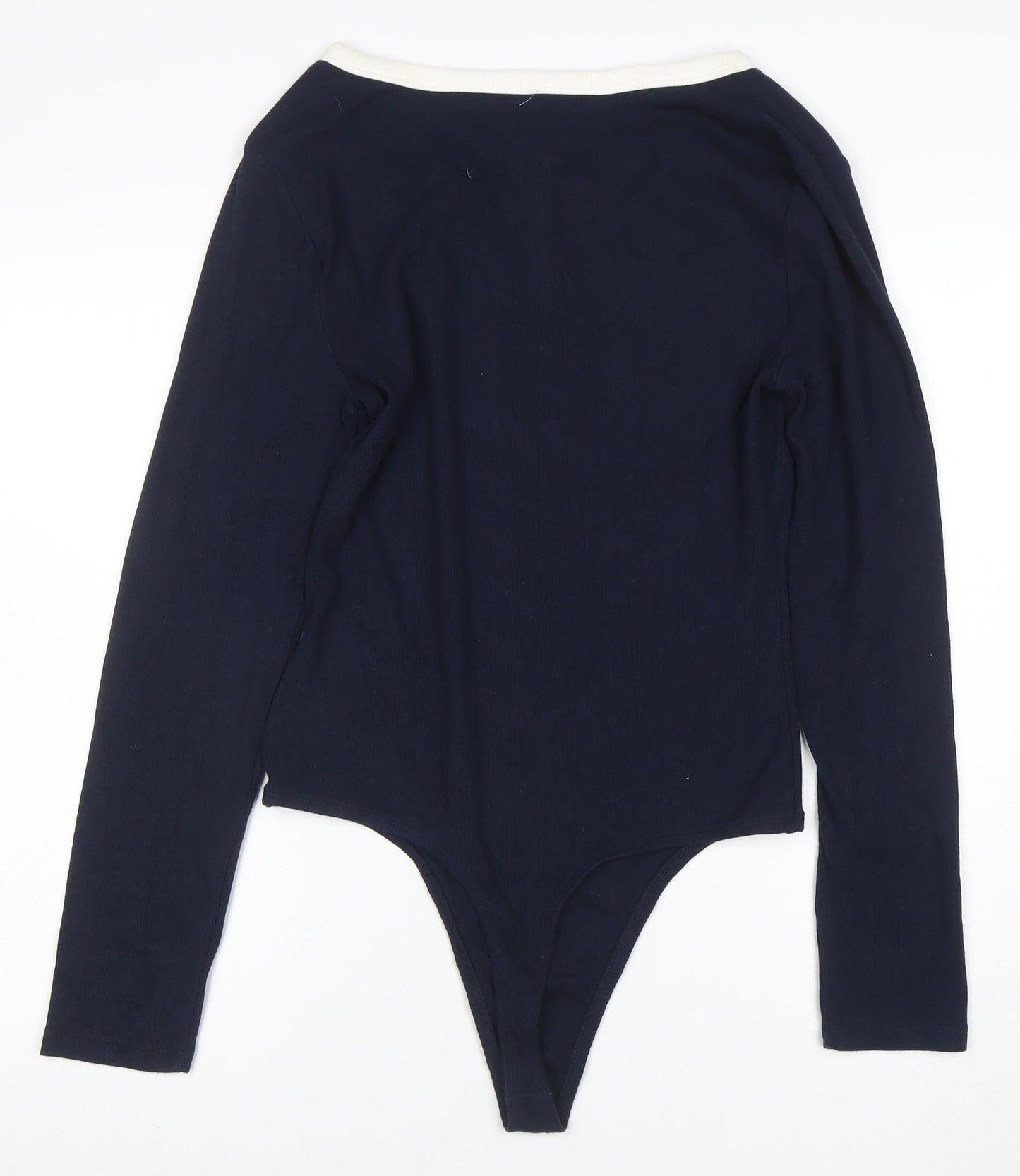 Tommy Hilfiger Denim Womens Navy Bodysuit L Long Sleeve Cotton Blend