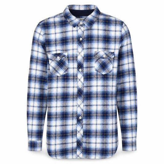 Weatherproof Mens Blue Check Flannel Long Sleeve Button-Up Shirt L
