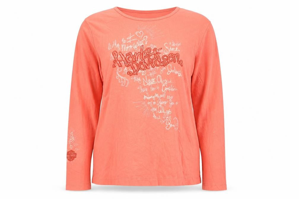 Harley-Davidson Womens Orange XL Long Sleeve Cotton T-Shirt