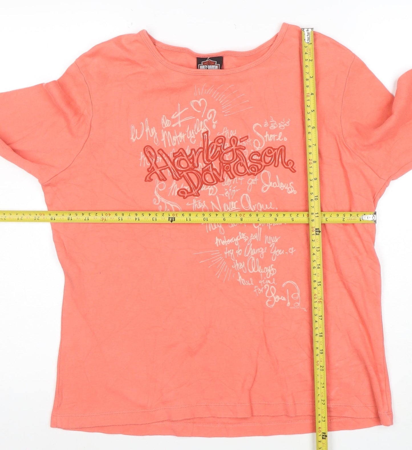 Harley-Davidson Womens Orange XL Long Sleeve Cotton T-Shirt