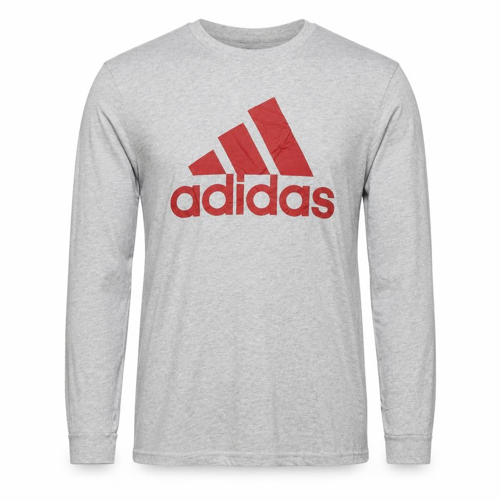 adidas Men's Grey Long Sleeve Amplifier Logo T-Shirt Size L
