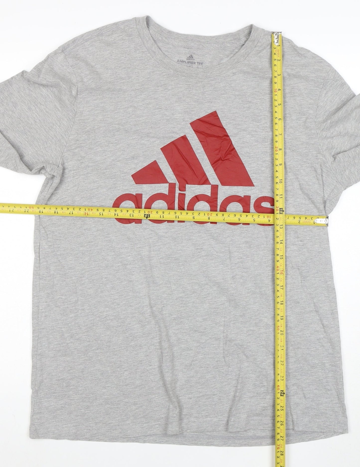adidas Men's Grey Long Sleeve Amplifier Logo T-Shirt Size L
