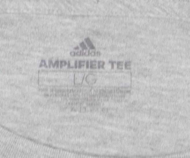adidas Men's Grey Long Sleeve Amplifier Logo T-Shirt Size L
